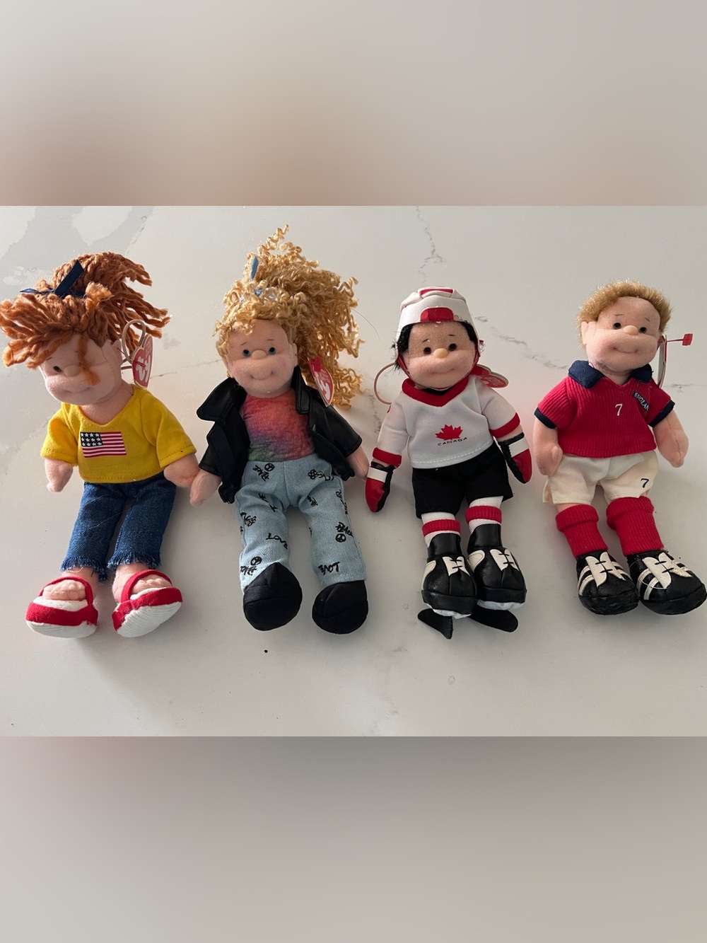 Ty International Teenie Beanie Boppers Complete 4 Doll Set MWMTs Hard to Find